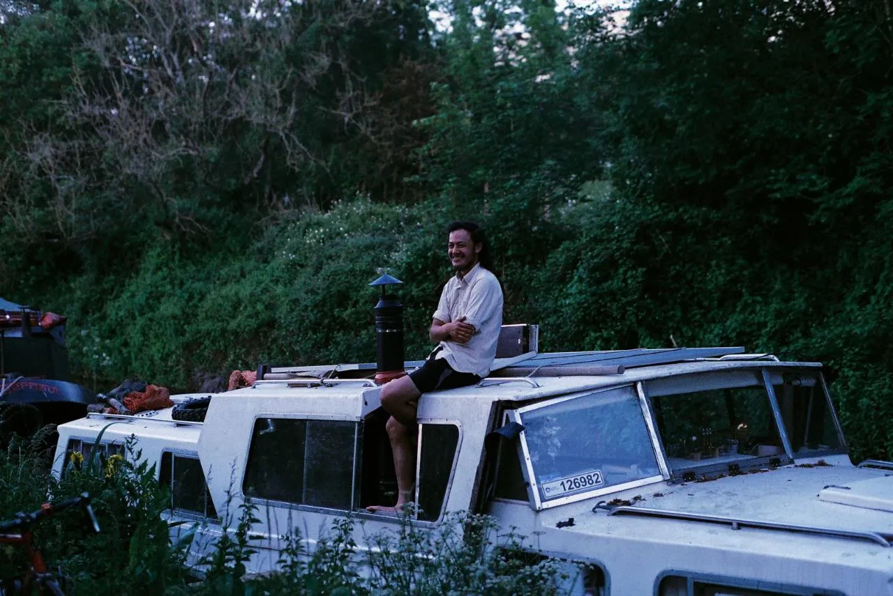 Marcus on his canal boat